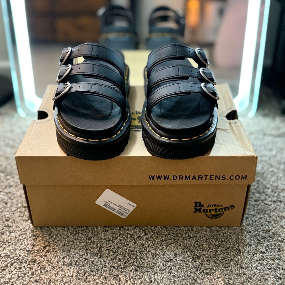 Dr. Martens Triple Buckle Black Sandals
